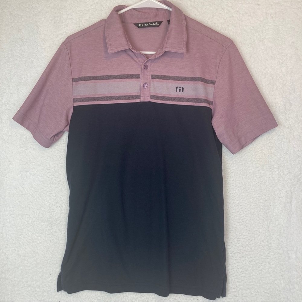 Travis Mathew Collared Golf Polo Shirt Small Purple Stripe S/S